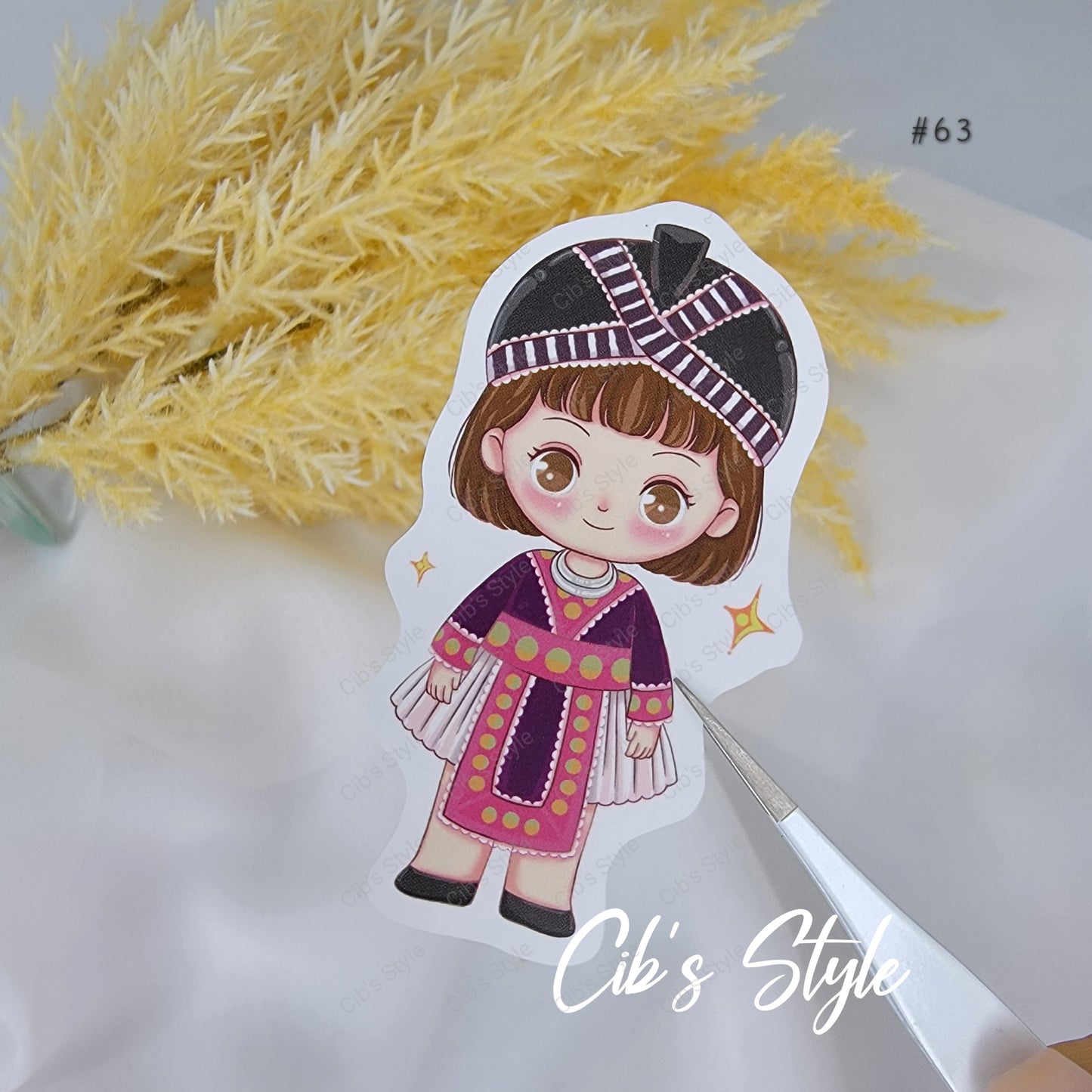 Cute Hmong Boys and Girls Waterproof Stickers (10 different style)