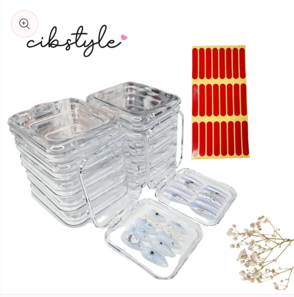 CIBSTYLE Clear Press On Nails Storage Boxes With Customized Logo (UV Transfer Labels)