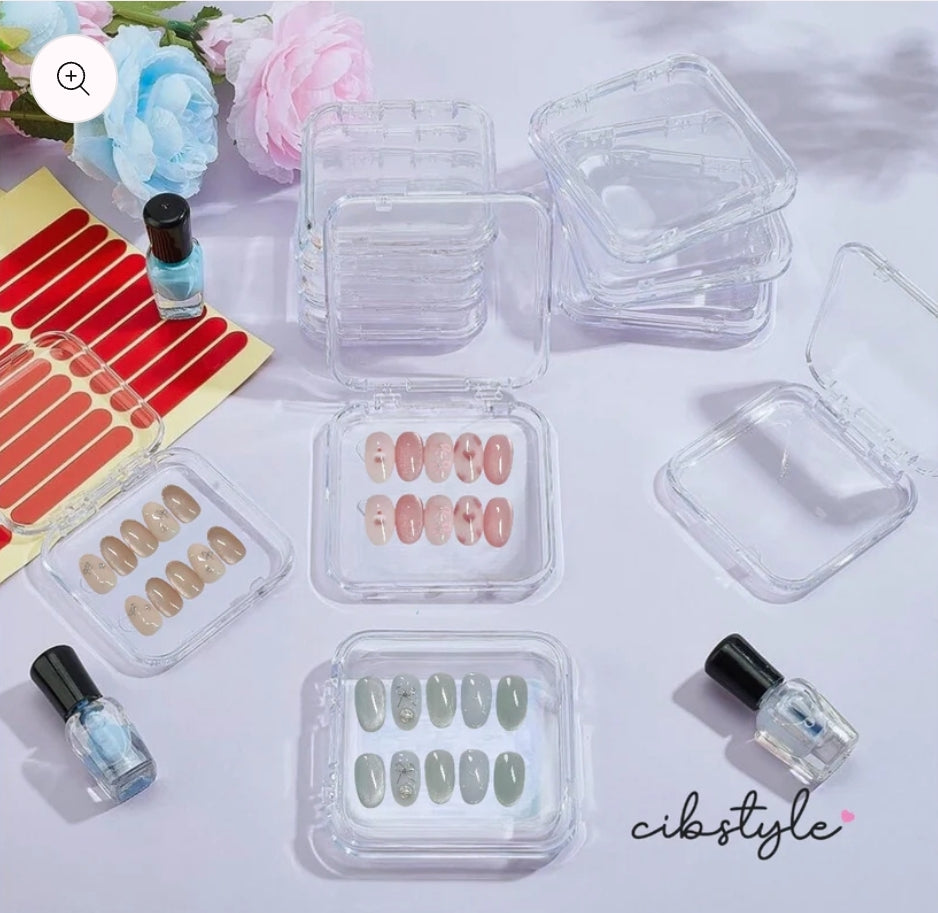 CIBSTYLE Clear Press On Nails Storage Boxes With Customized Logo (UV Transfer Labels)