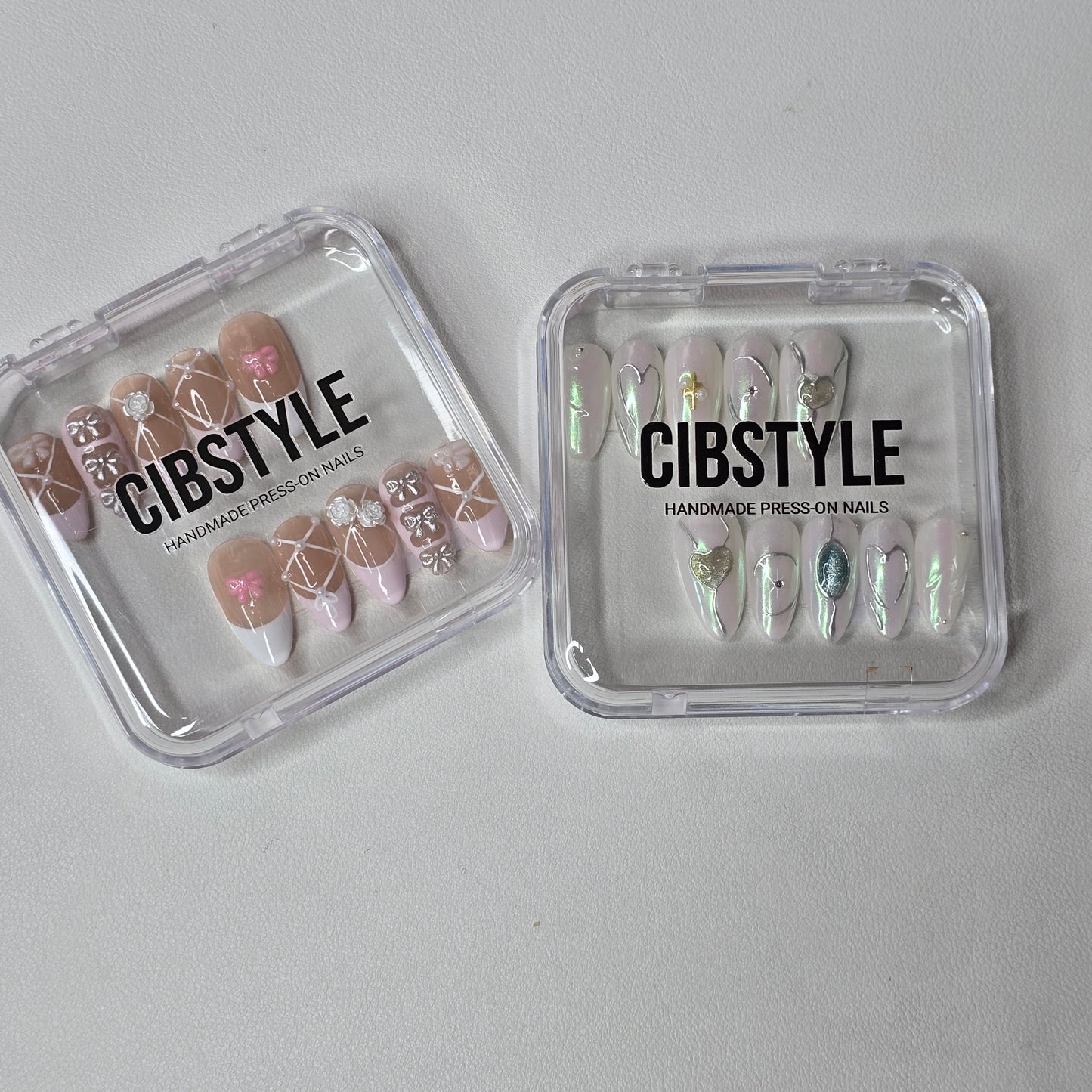 CIBSTYLE Clear Press On Nails Storage Boxes With Customized Logo (UV Transfer Labels)