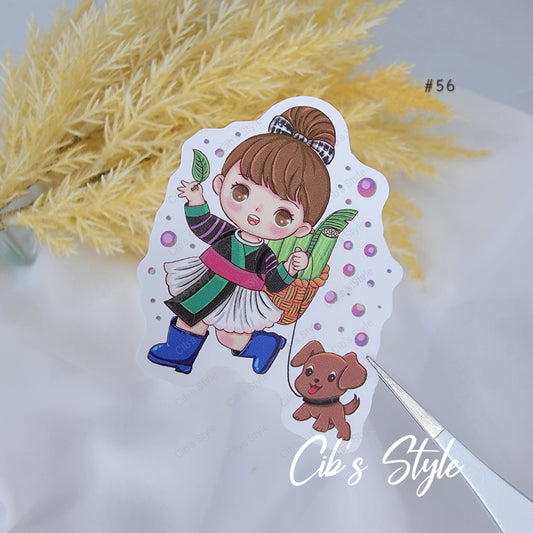 Cute Hmong Boys and Girls Waterproof Stickers (10 different style)